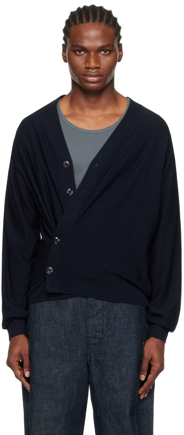 LEMAIRE Navy Twisted Cardigan | Smart Closet 