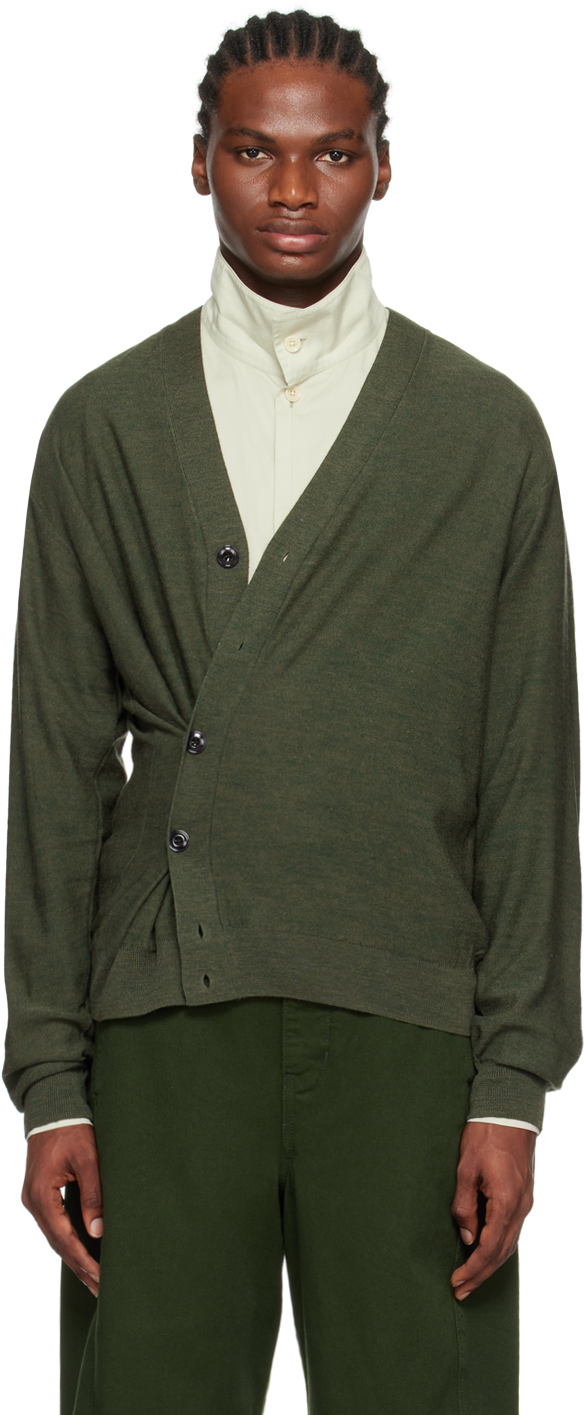 Lemaire Green Twisted Cardigan In Gr626 Ivy Green