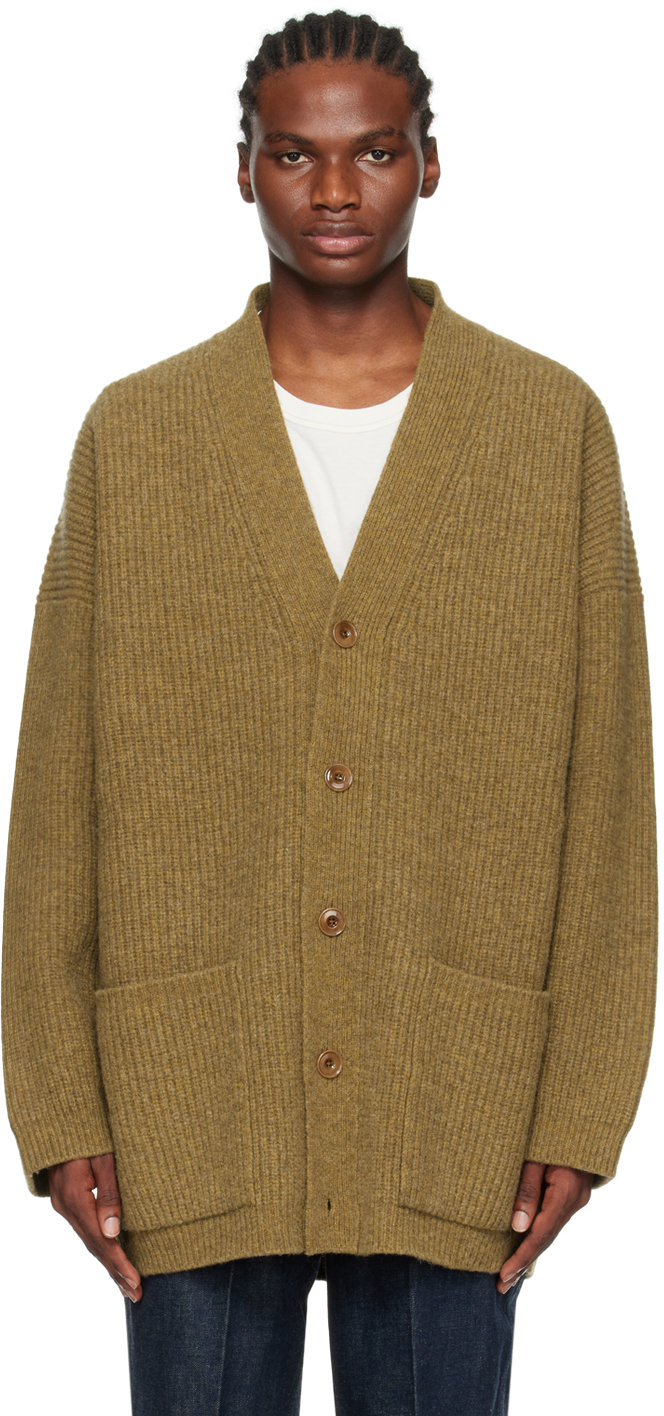 LEMAIRE: Yellow Dropped Shoulder Cardigan | SSENSE Canada