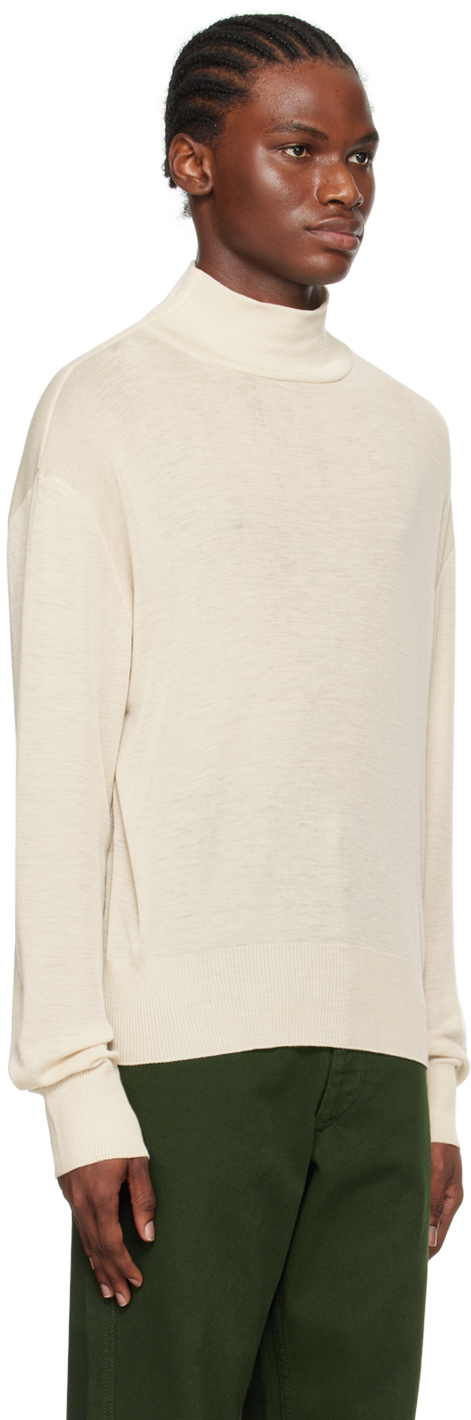 Lemaire Off-white Dropped Shoulder Turtleneck In Ye507 Cream