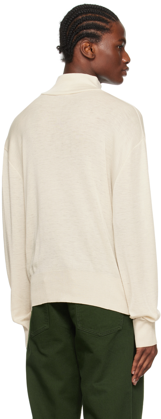 Lemaire Off-white Dropped Shoulder Turtleneck In Ye507 Cream