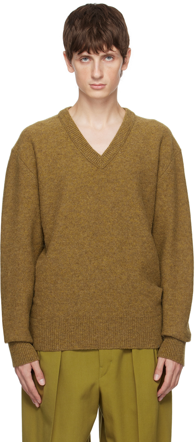 Yellow V-Neck Sweater by LEMAIRE on Sale