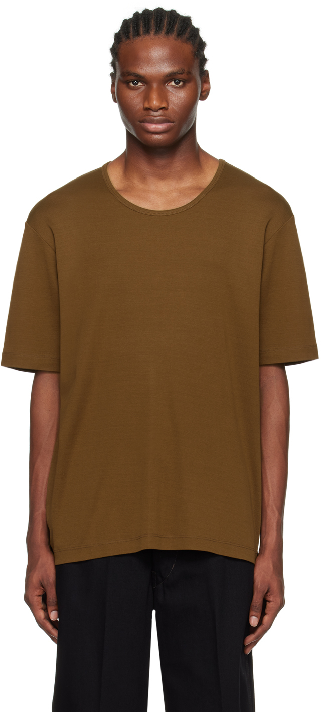 Brown Scoop Neck T-Shirt