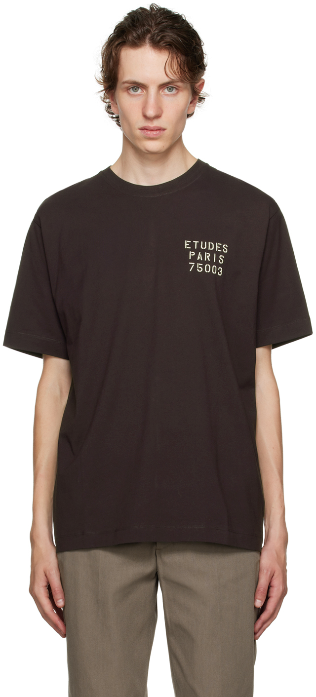 Etudes Studio Brown Wonder Small T-shirt In Stencil Dk Brown
