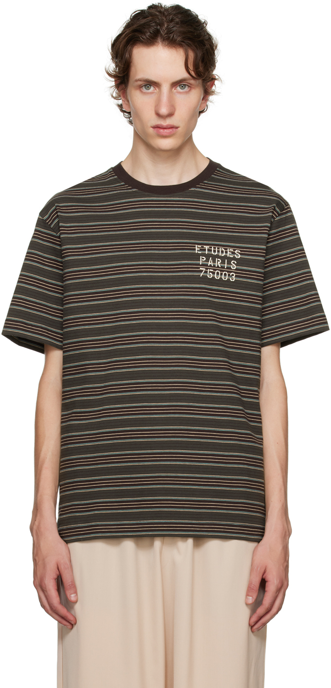 Etudes Studio Brown Wonder Small T-shirt In Stencil Striped