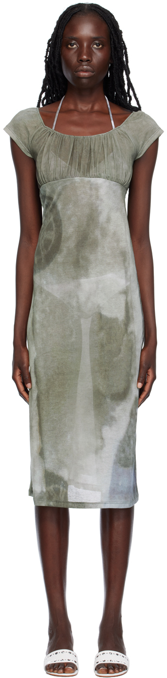 Shop Paloma Wool Gray Flip Midi Dress In C/201 Light Grey