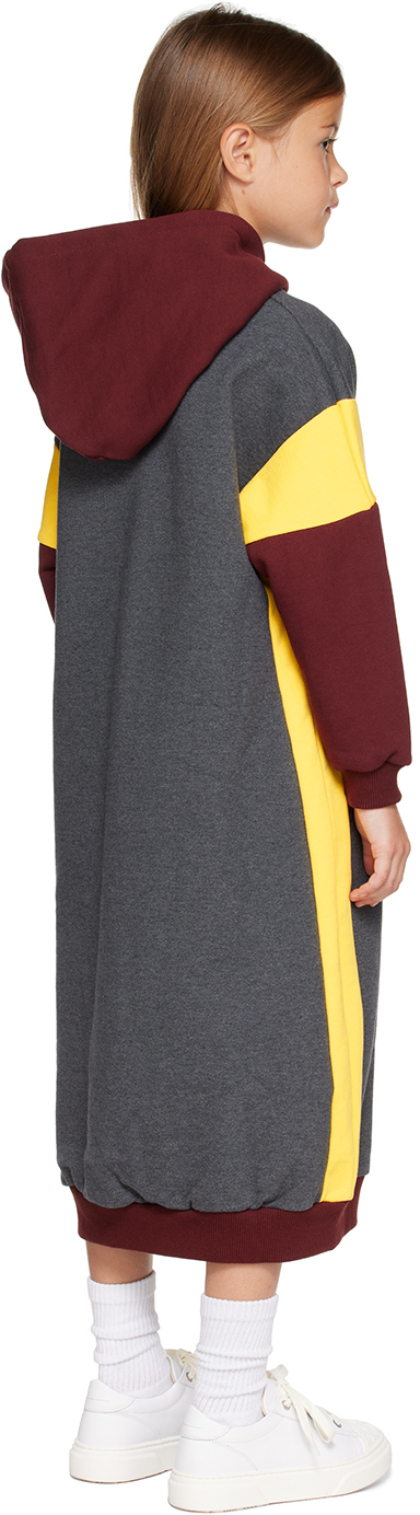 BLABLAKIA KIDS GRAY & BURGUNDY HOODED DRESS 