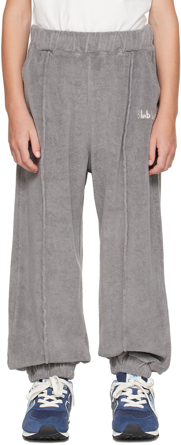 Blablakia Kids Gray Embroidered Lounge Pants In Grey