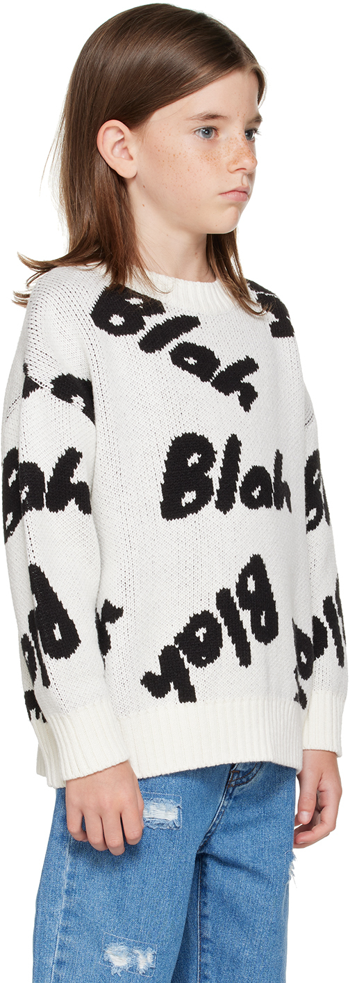Shop Blablakia Kids White & Black 'blah' Sweater In B/w