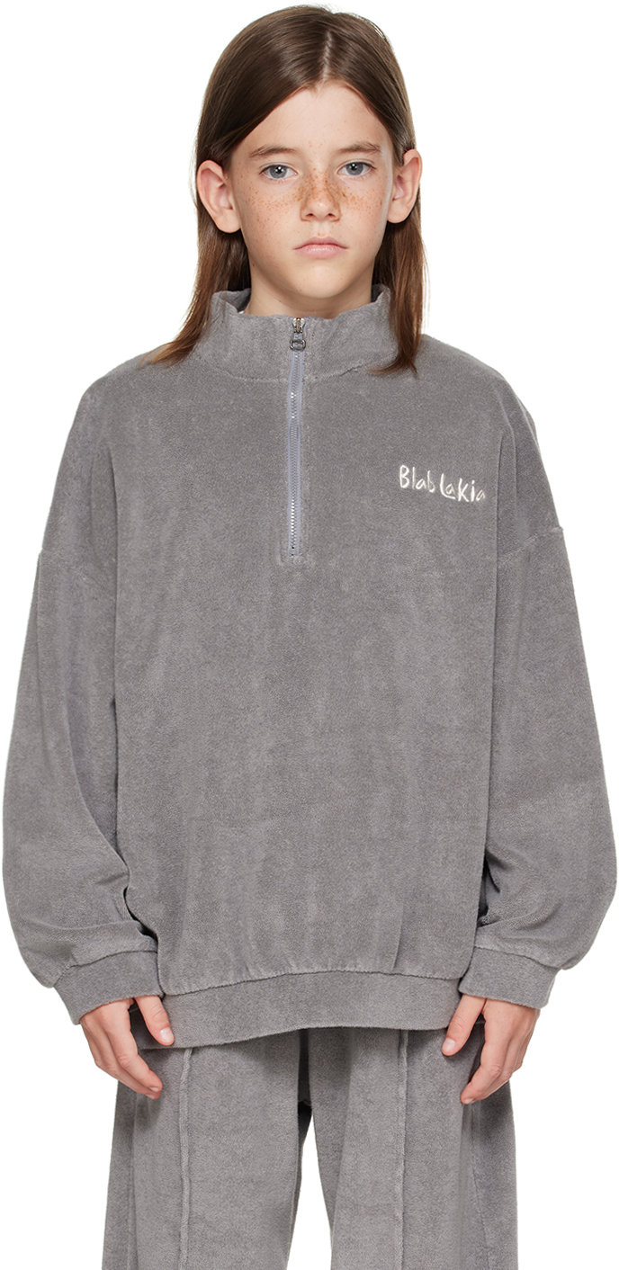 Blablakia Kids Gray Embroidered Sweatshirt In Grey