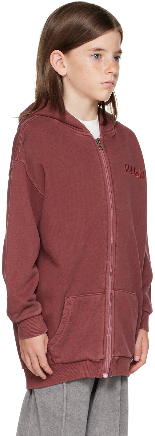 BLABLAKIA KIDS BURGUNDY EMBROIDERED HOODIE 