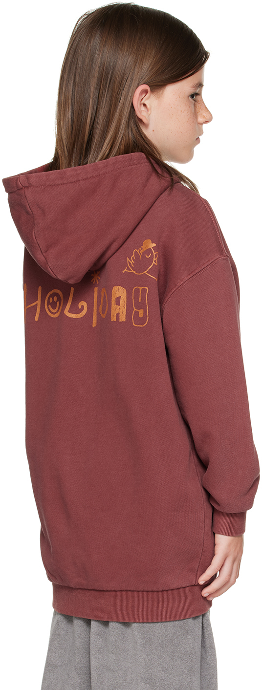 BLABLAKIA KIDS BURGUNDY EMBROIDERED HOODIE 