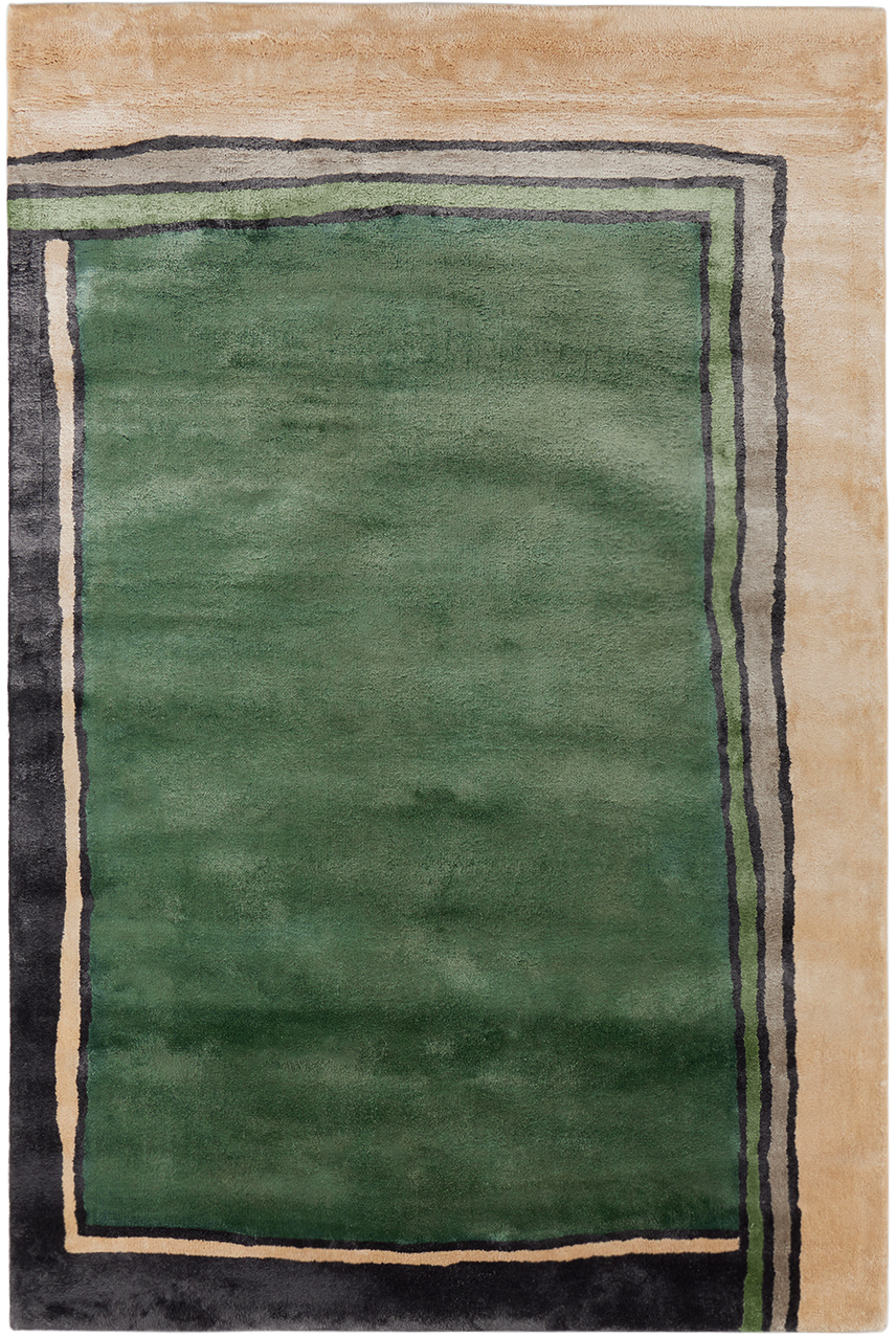 Cold Picnic Green Frames Rug In Dark Green