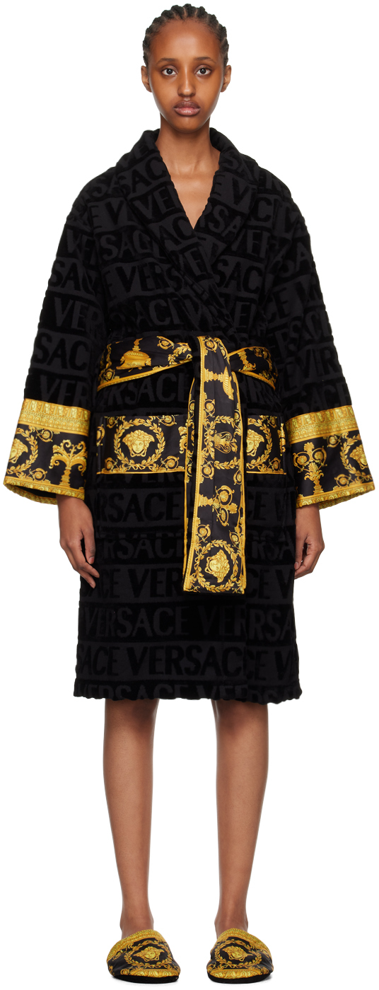 Versace Underwear Black 'I Heart Baroque' Robe