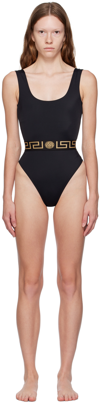 Black Greca Border Swimsuit