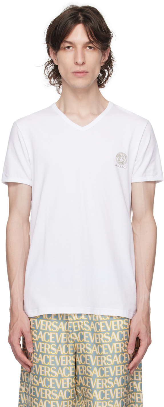 Versace White Medusa T-shirt In A1001-optical White