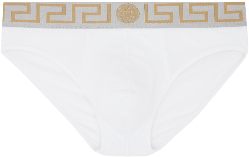 Versace Underwear: White Greca Briefs | SSENSE Canada