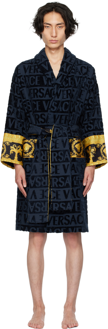 Versace BATH ROBE YOUNG TESSUTO SPUGNA UNISEX - Dressing gown - baby  blue/light blue - Zalando.de