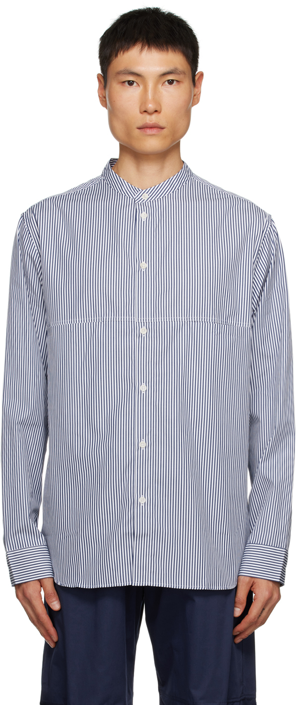 SAGE NATION: White & Navy Liam Shirt | SSENSE