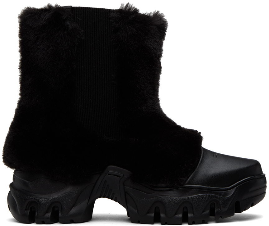 Rombaut Black Boccaccio Ii Faux-fur Chelsea Boots In Black Faux Fur
