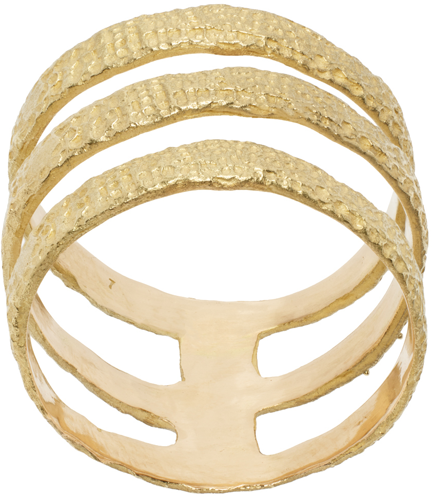 Elhanati Gold Graphic Nude Triple Ring In Yellow Gold