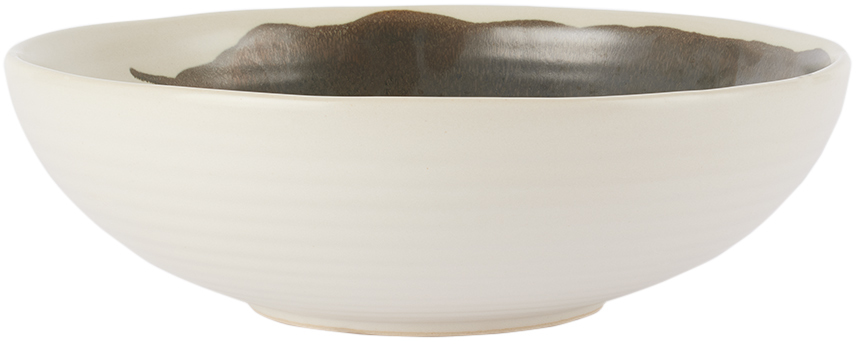 Ferm Living Off-white & Black Large Omhu Bowl In Off-white/charcoal