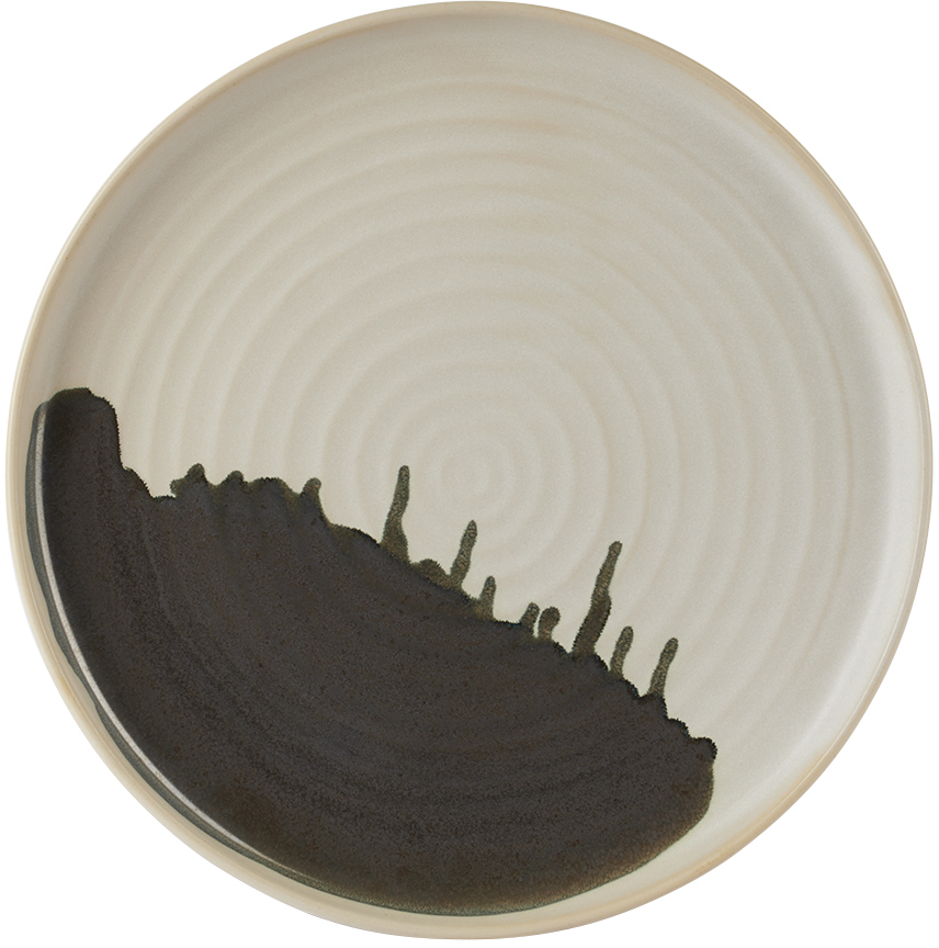 Ferm Living Off-white & Black Omhu Centerpiece Plate In Off-white/charcoal