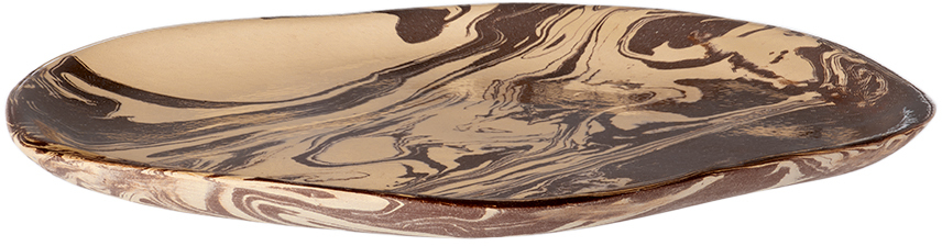 Ferm Living Beige & Brown Ryu 34 Platter In Sand/brown