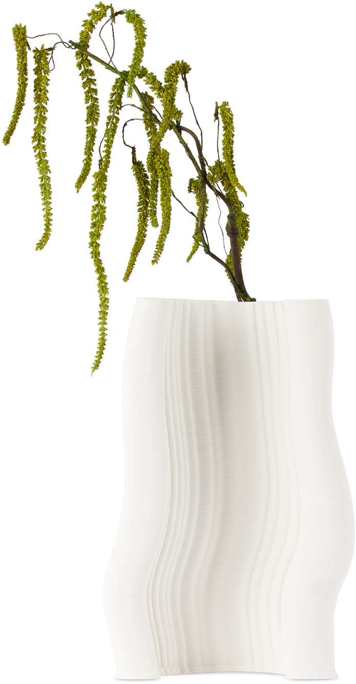 Ferm Living Off-white Large Moire Vase In Off White