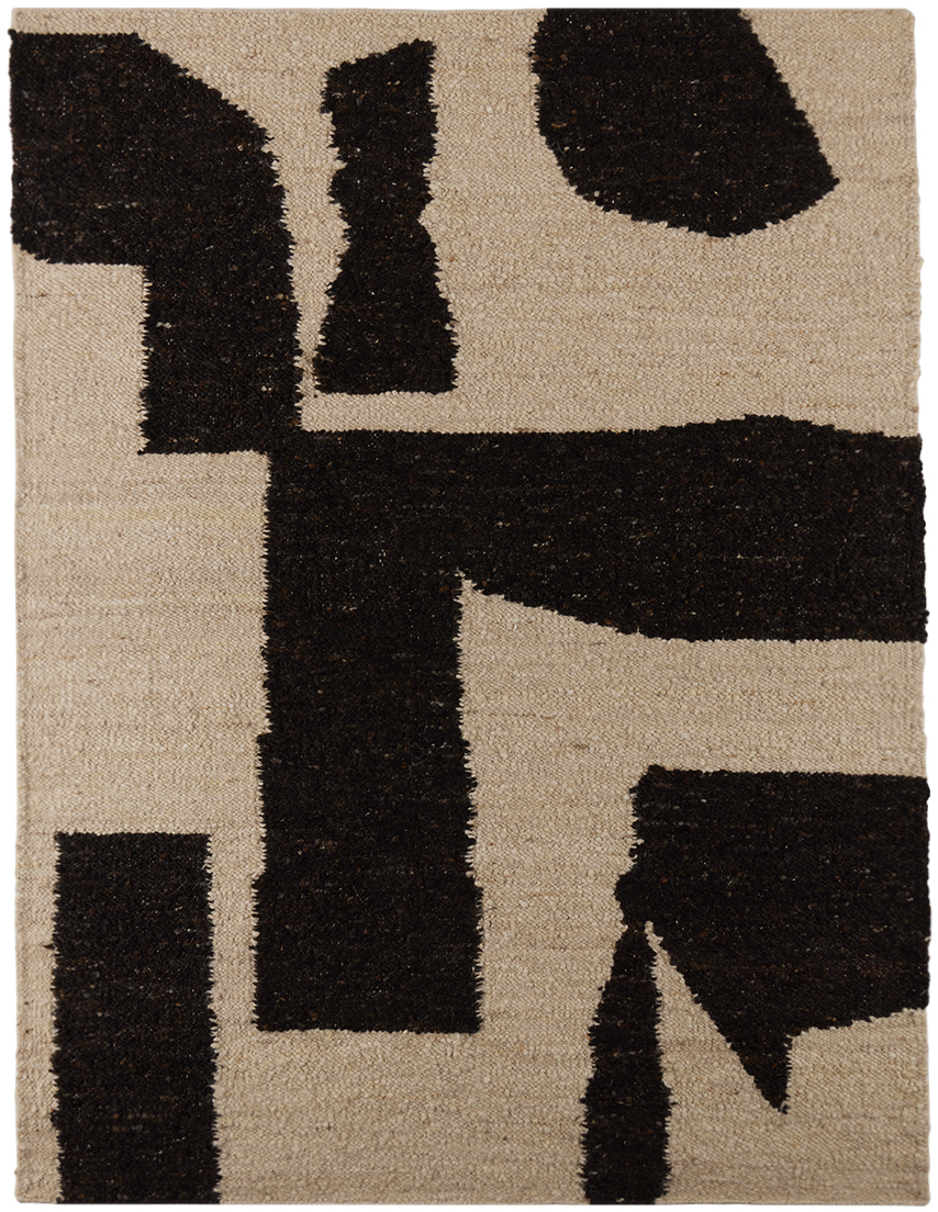 Ferm Living Off-white & Brown Piece Rug In Off White/coffee