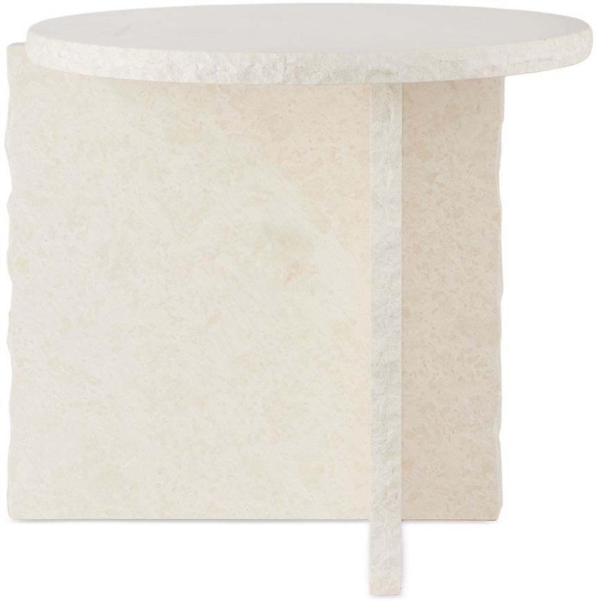 Ferm Living White Mineral Sculptural Side Table In Marble