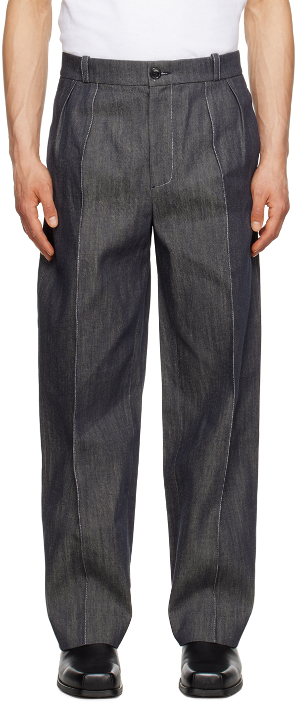 Steven Passaro Grey Tailored Jeans In Dark Shadow
