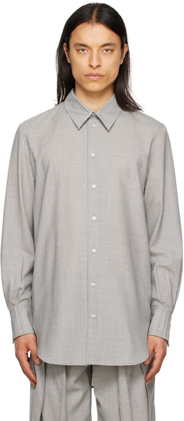 Gray Spread Collar Shirt