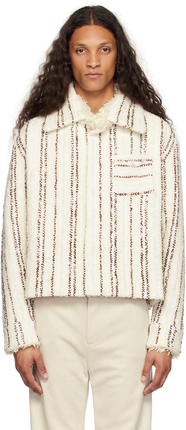 Young N Sang Off-white Hand-woven Jacket In Animal Ivory