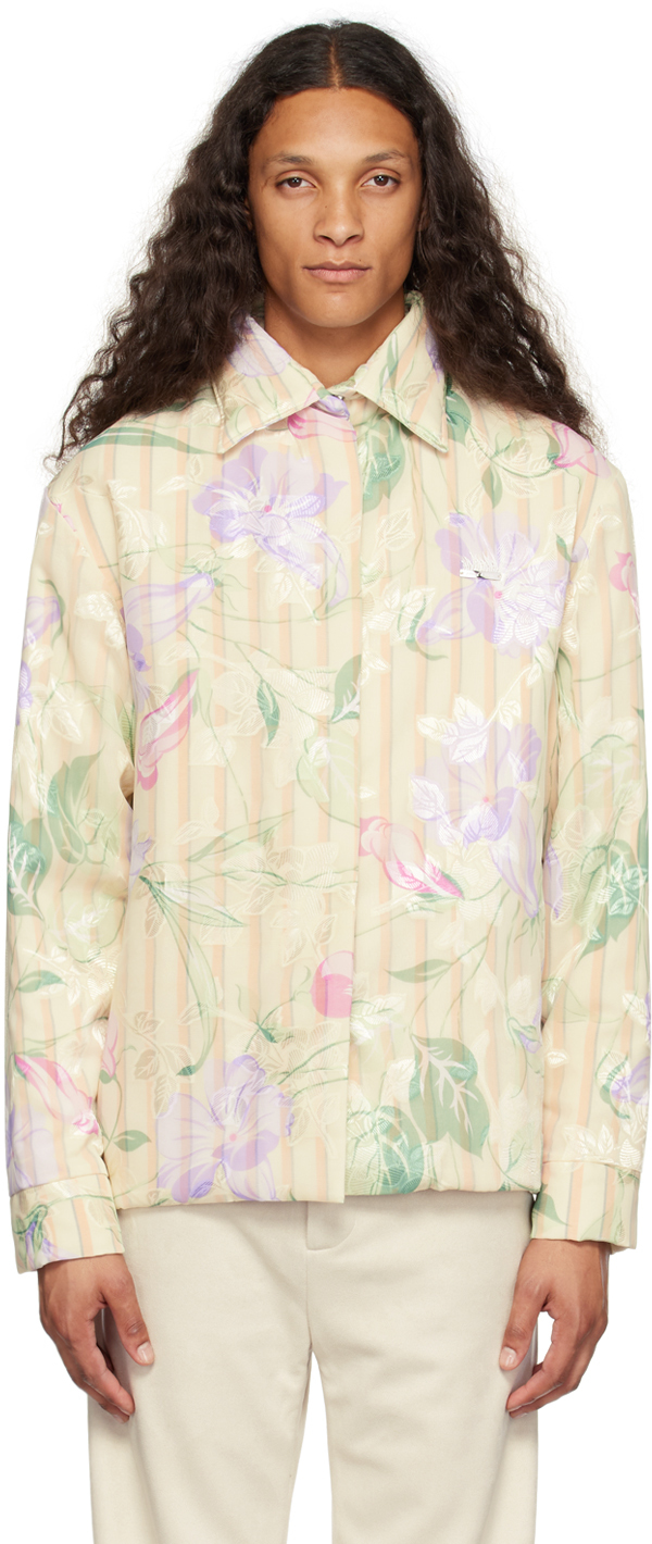 Young N Sang Multicolor Floral Shirt In Light Beige