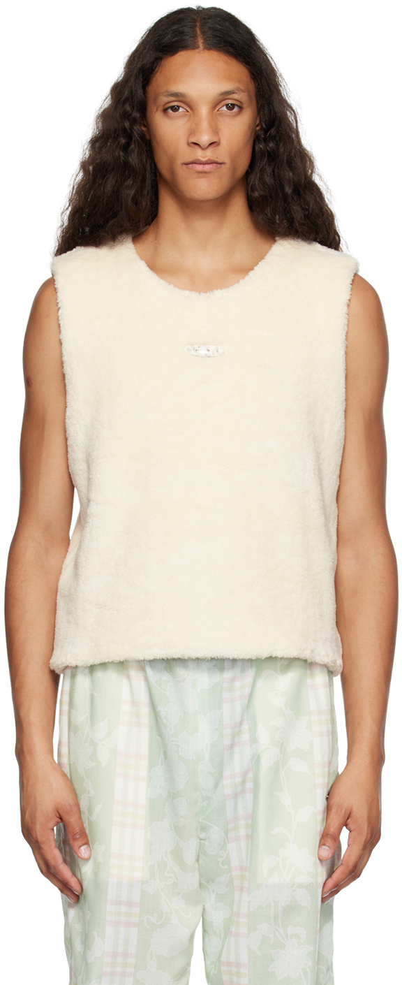 Off-White Crewneck Faux-Fur Tank Top