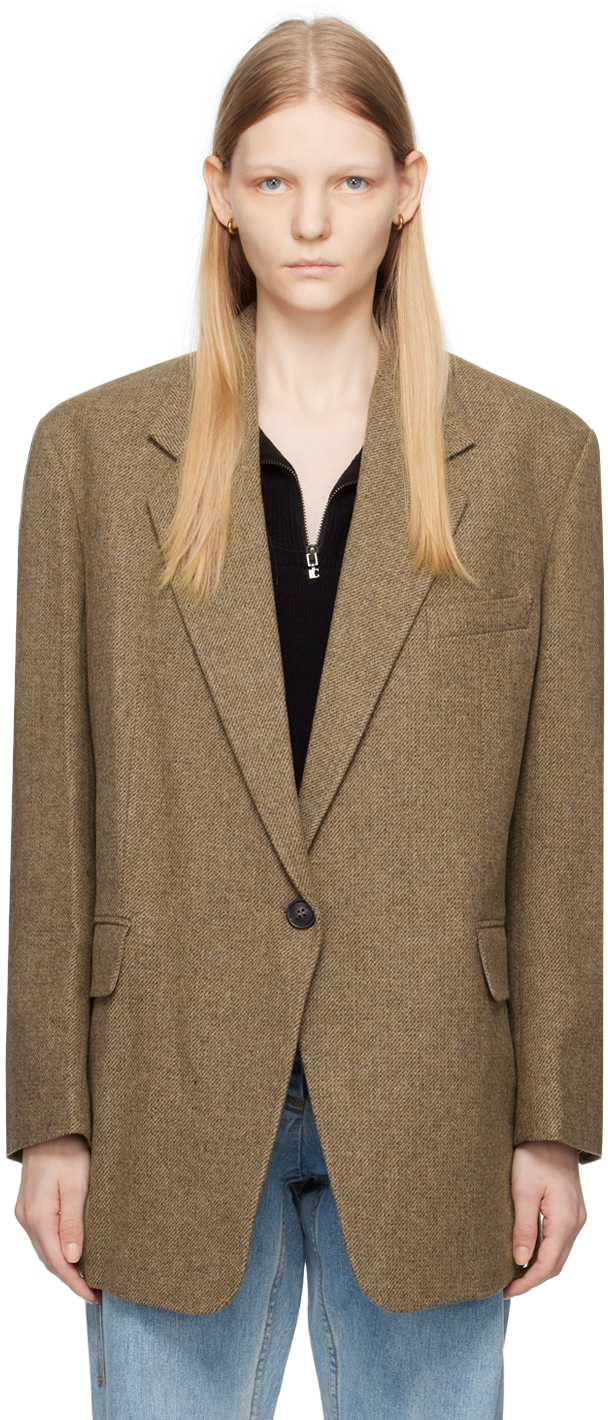 Brown Over Fit Blazer by LOW CLASSIC on Sale
