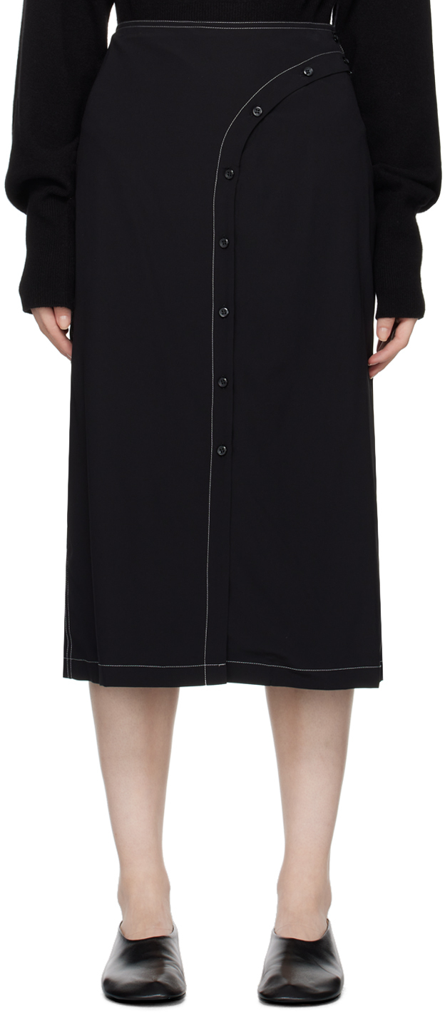 LOW CLASSIC BLACK BUTTONED MIDI SKIRT