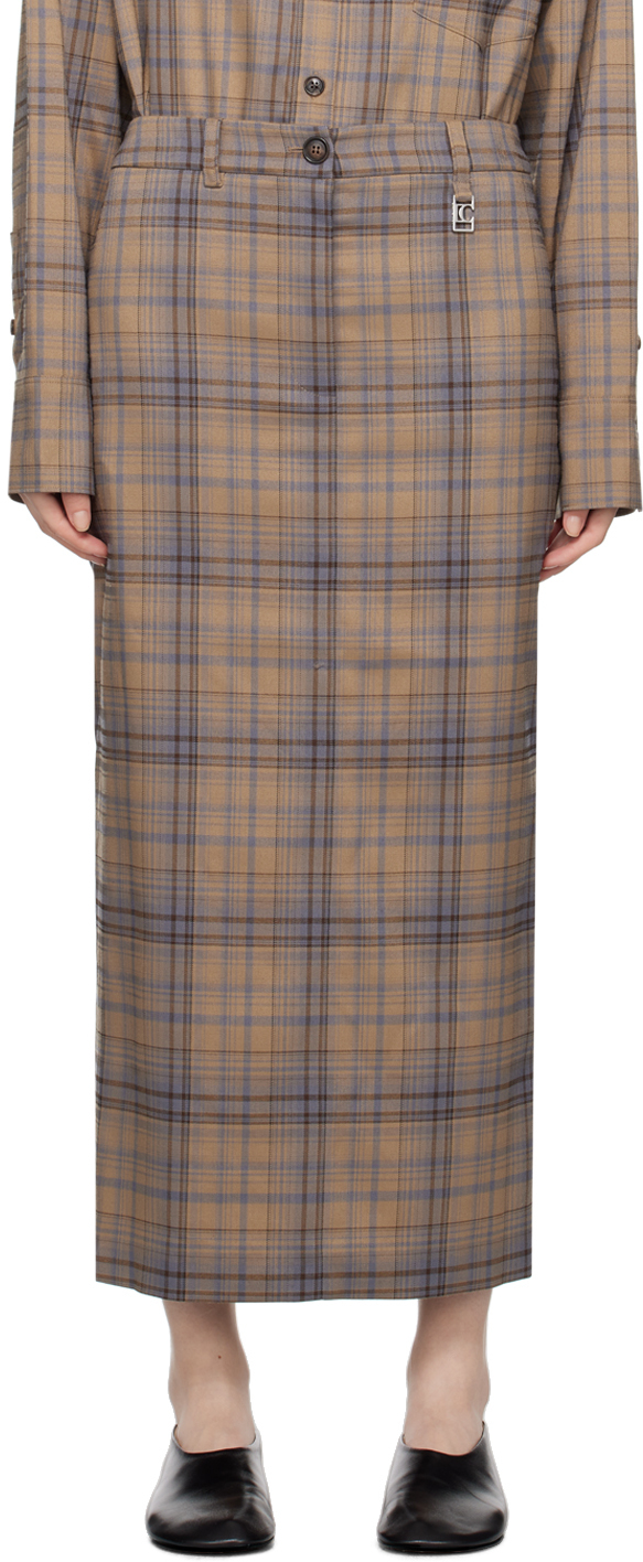 Low Classic Beige Check Maxi Skirt