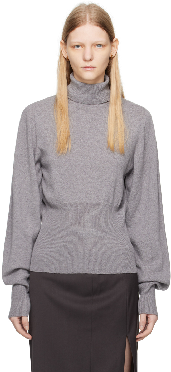 Low Classic Gray Bishop Sleeve Sweater In Grey