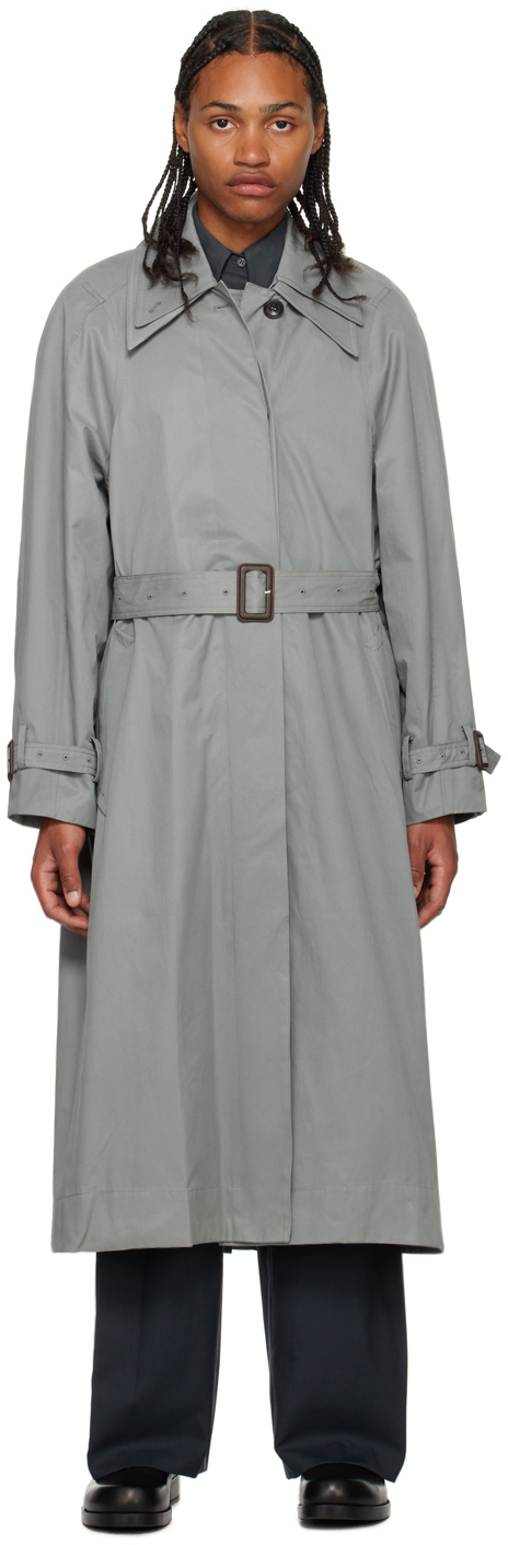 Low Classic Gray New Armhole Trench Coat In Blue Green