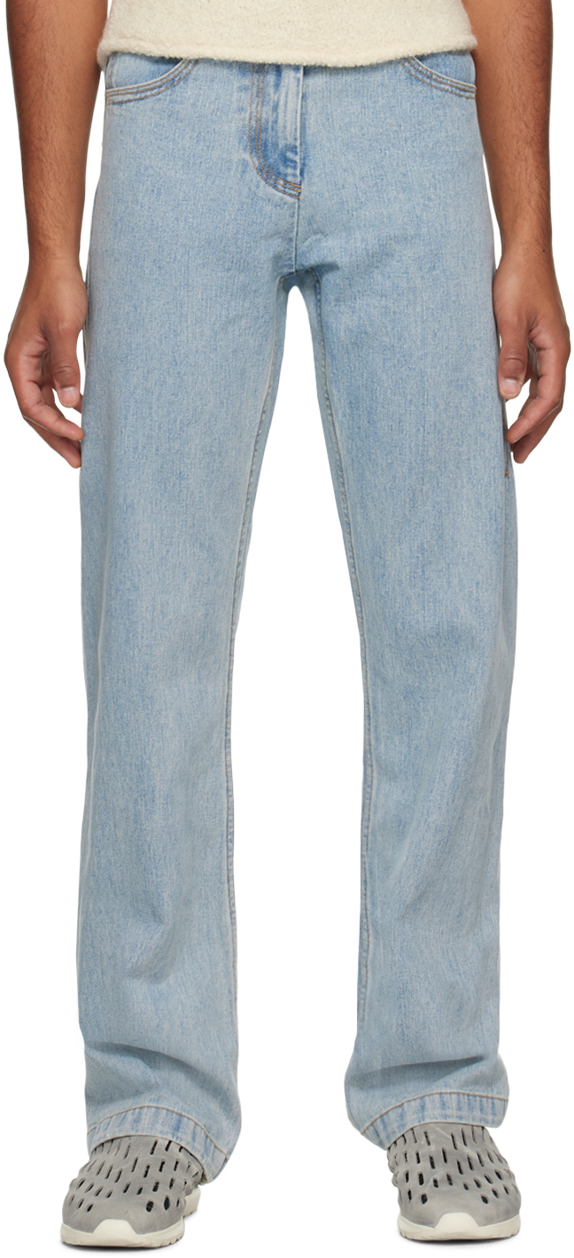 Blue Straight-Leg Jeans