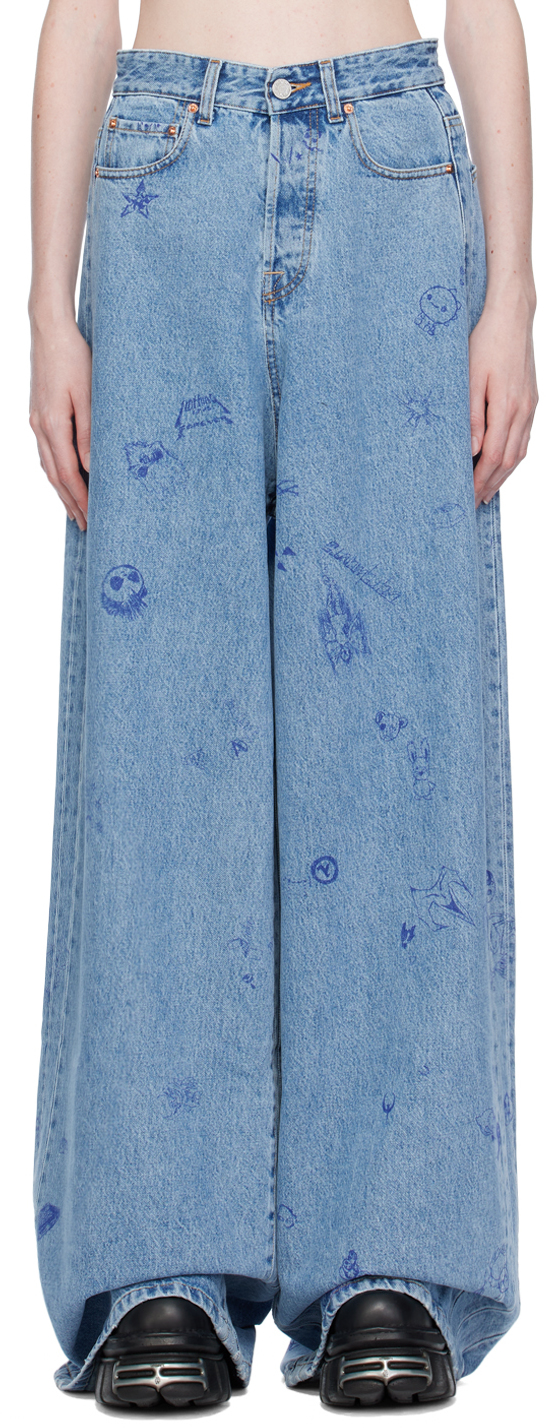 Blue Scribbled Jeans