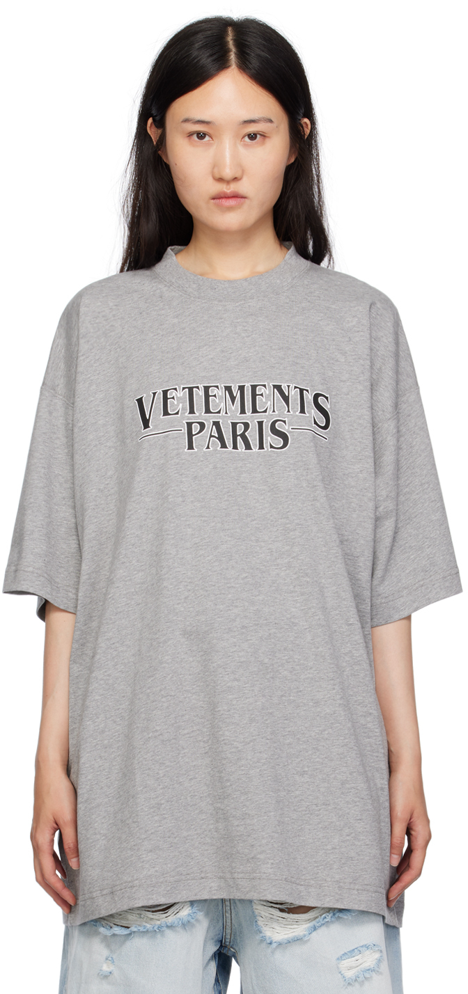 Vetements Gray Bonded T-shirt In Grey Melange
