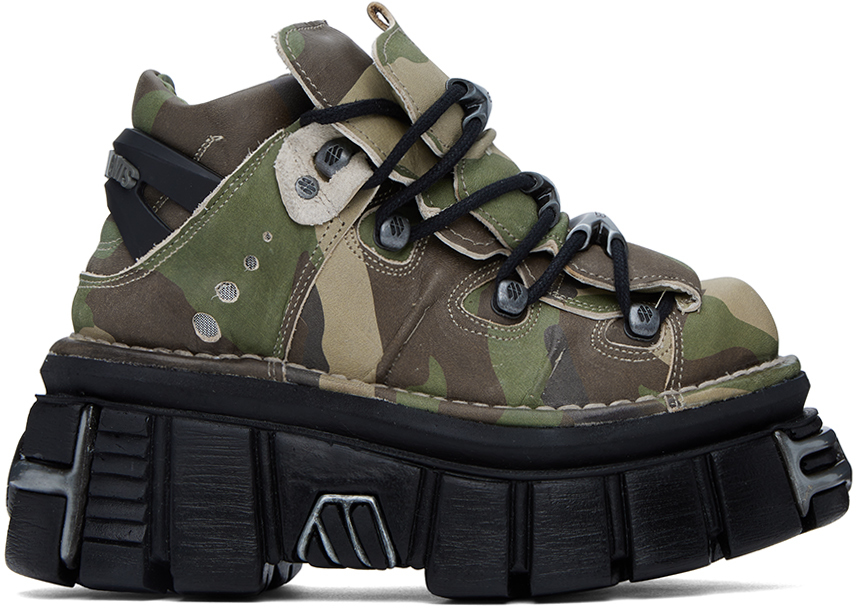 Shop Vetements Khaki New Rock Edition Platform Sneakers