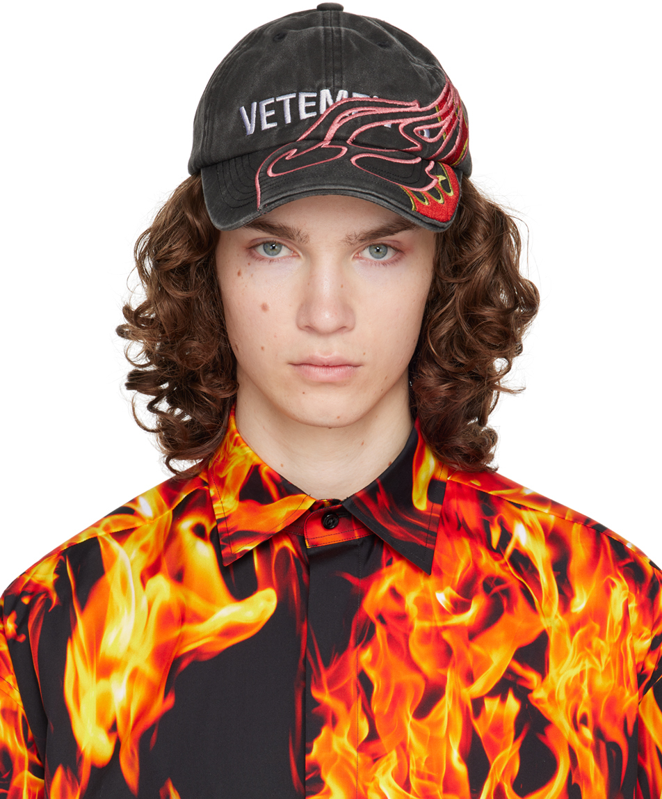 Vetements Flame Logo Baseball Cap In Black | ModeSens