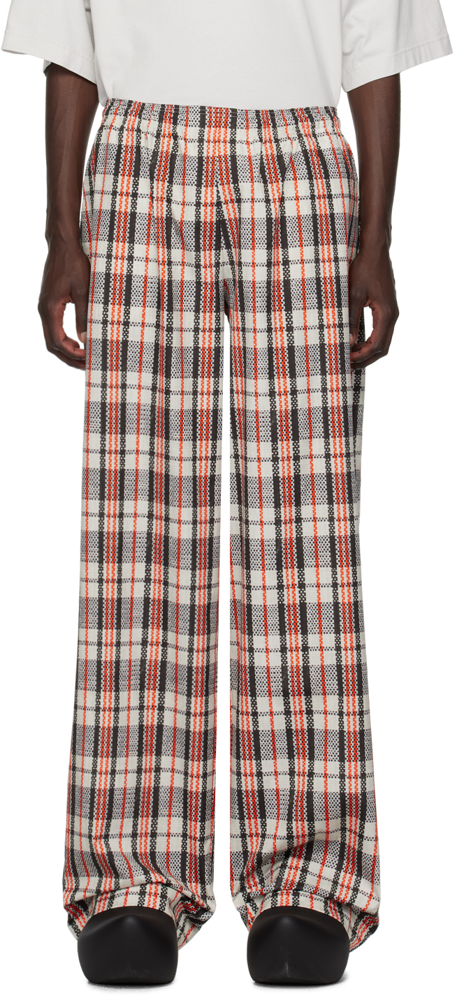 Gray & Orange Check Sweatpants by VETEMENTS on Sale