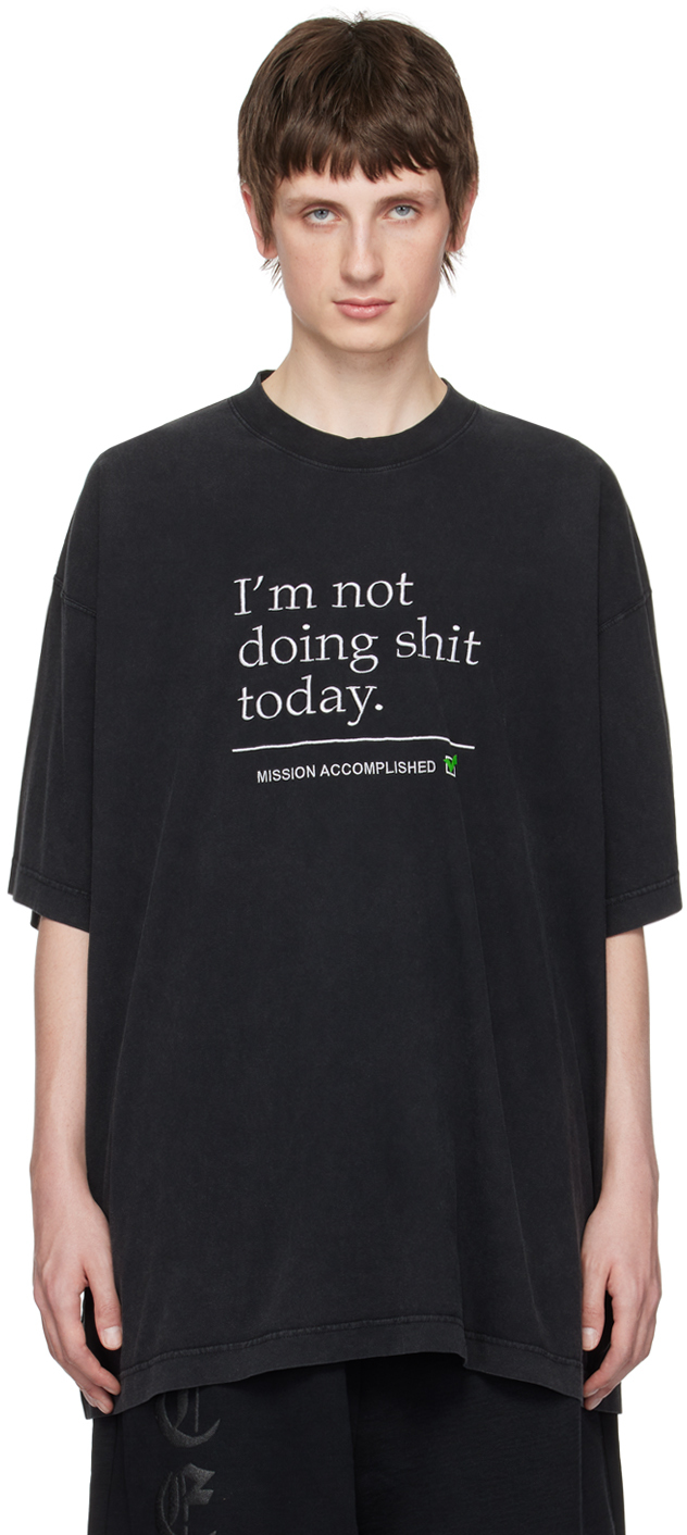 Vetements Embroidered Cotton T-shirt In Black