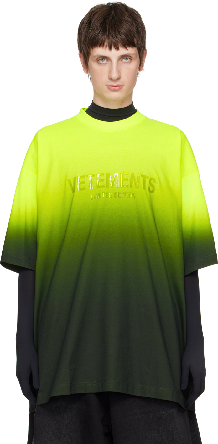 VETEMENTS: Yellow Gradient T-Shirt | SSENSE