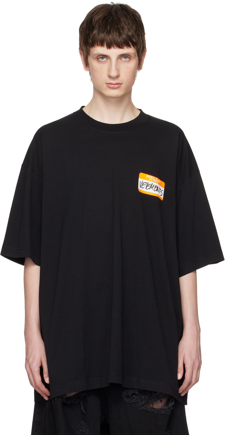 Black 'My Name Is' T-Shirt by VETEMENTS on Sale